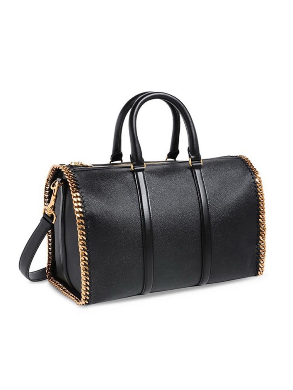 Stella McCartney Faux Leather Falabella Travel Duffel Bag - Black & Gold